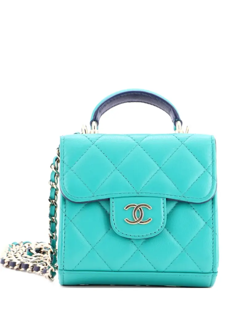Chanel Square Classic Flap in Grün Lammleder-Leder – Pre-owned Taschen