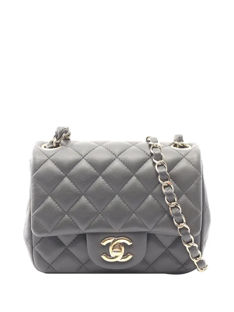 Chanel 2019 mini Square Classic Single Flap Umhängetasche in Grau