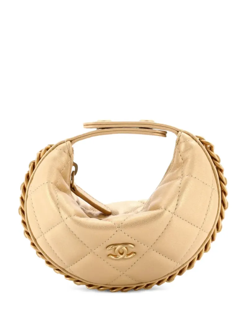 Chanel Extra mini Tasche aus gestepptem Lammleder mit Kettenriemen in Gold Lammleder-Leder