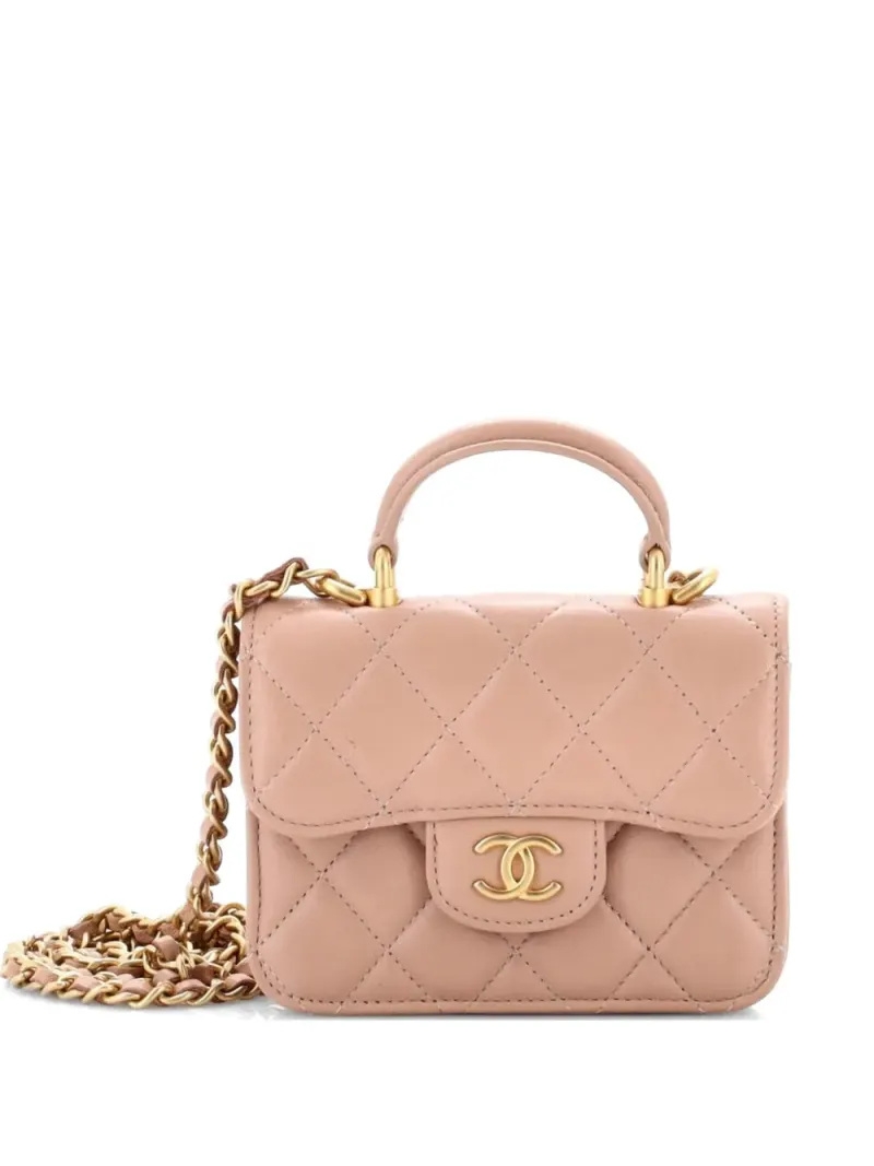 Chanel Top Handle Flap Münztäschchen in Nude Lammleder-Leder – Pre-owned Taschen