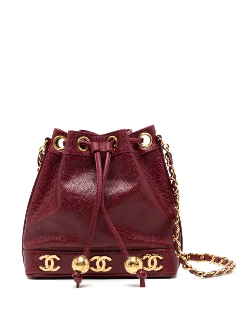 Chanel 1994 Tote Bag aus Kaviar mit CC in Rot