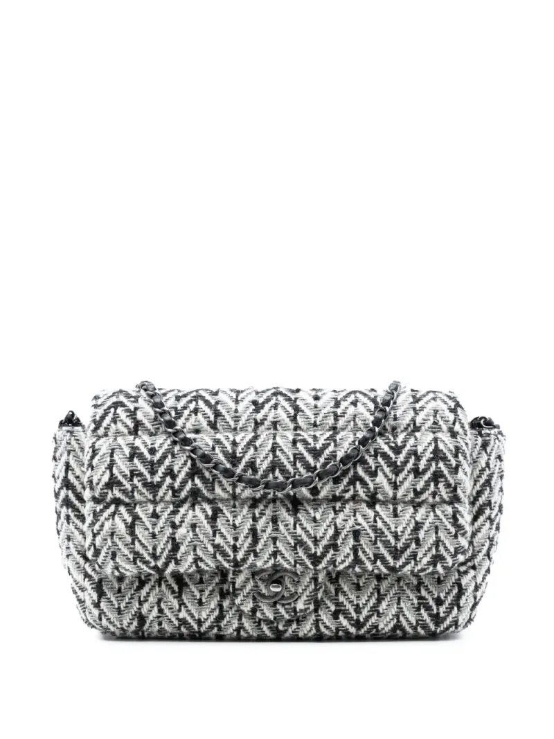 Chanel Tweed-Schultertasche in Schwarz Tweed-Leder – Pre-owned Taschen