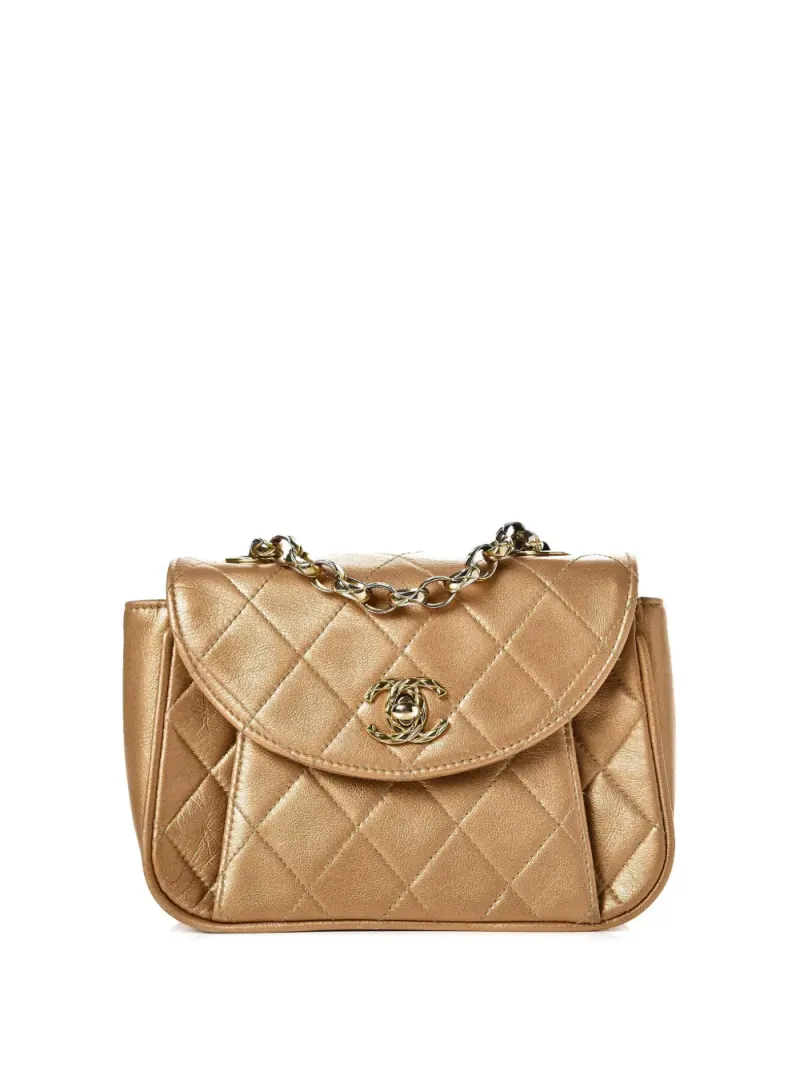 Chanel 1991-1994 Umhängetasche mit Rautensteppung in Gold