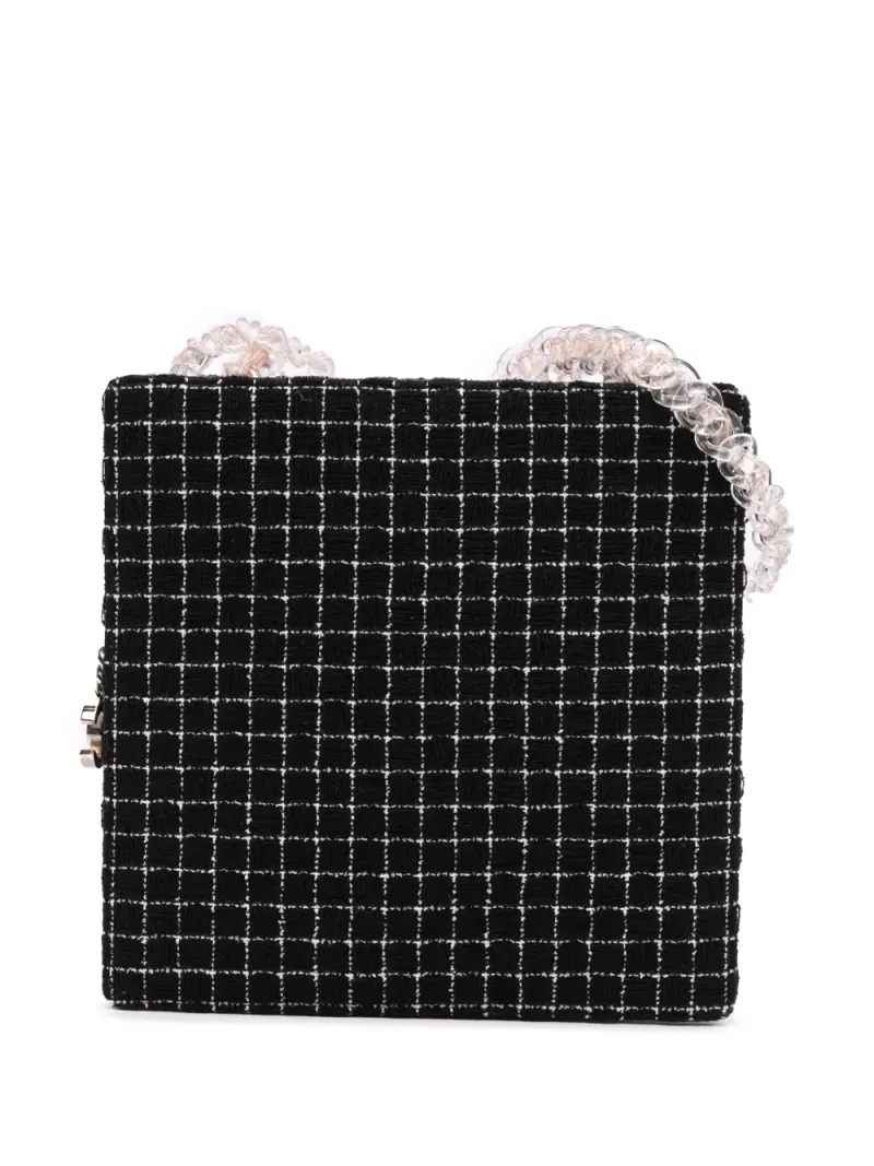 Chanel 2016-2017 Umhängetasche aus Tweed mit Reißverschluss in Schwarz Tweed-Leder