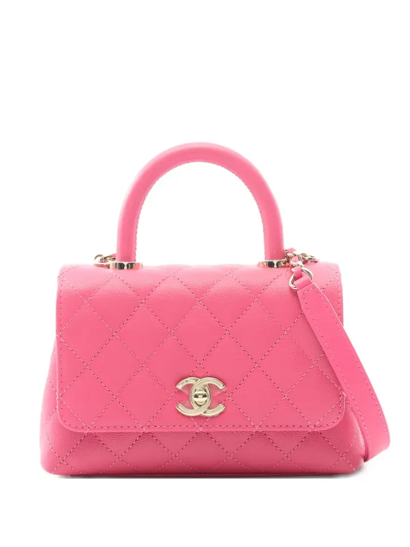 Chanel 2021 xxs Coco Handle gesteppte Handtasche in Rosa