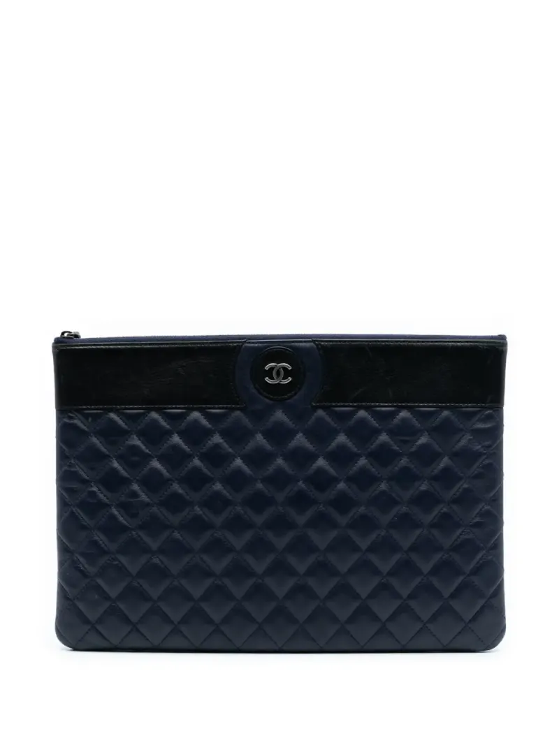 Chanel zweifarbige CC in Blau Lammleder-Leder – Pre-owned Taschen