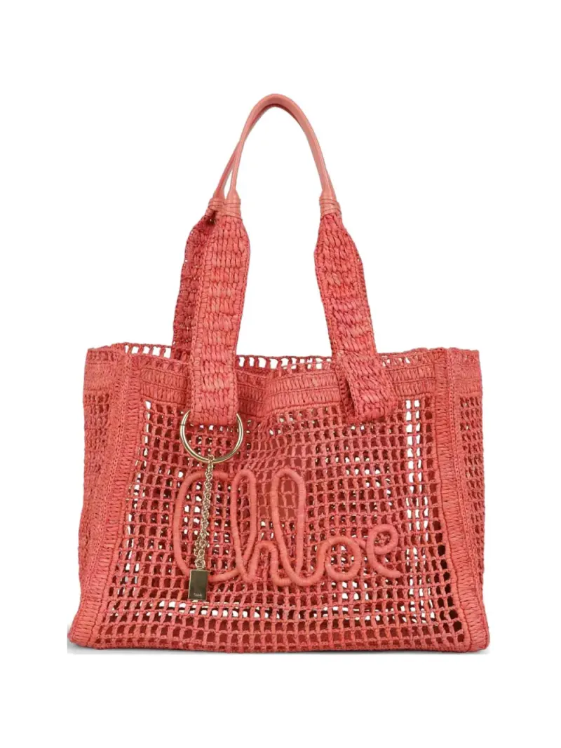Chloé Bananentasche aus Raffiabast in Rosa