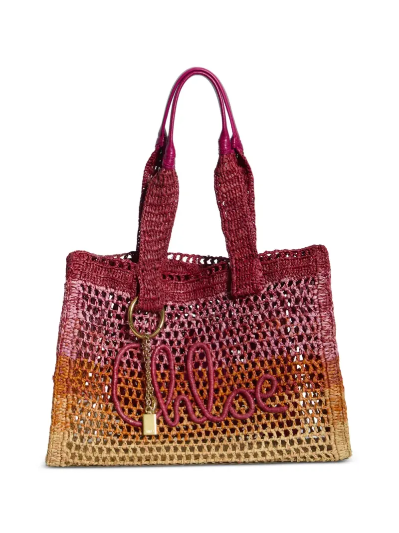 Chloé crocheted raffia tote bag in Rosa