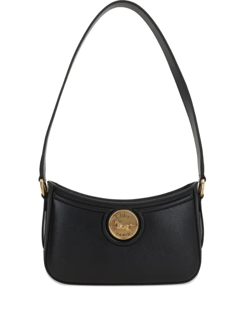 Chloé Schultertasche mit Logo-Schild in Schwarz