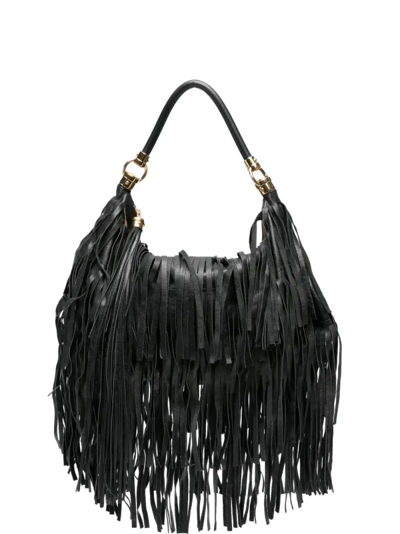 Chloé Schultertasche mit Fransen in Schwarz