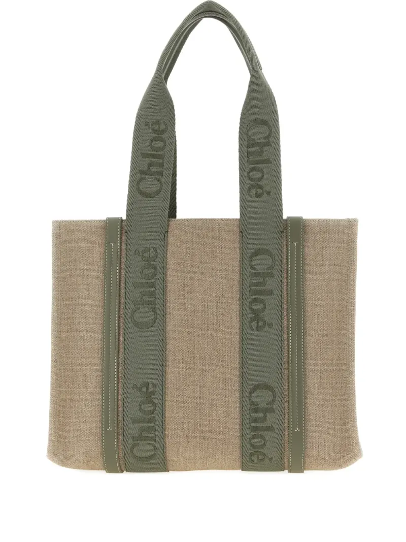 Chloé Shopper aus Canvas mit Logo in Nude