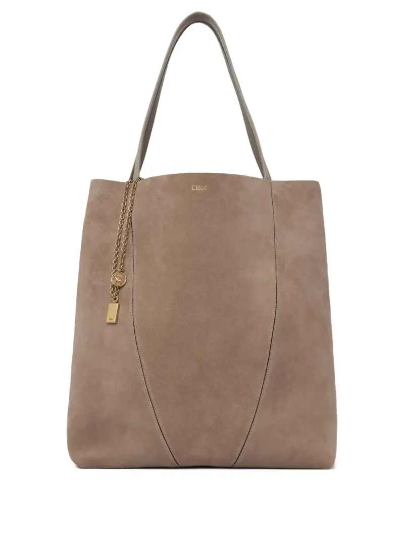 Chloé Großer Spin Tote Bag mit Kettendetail in Nude