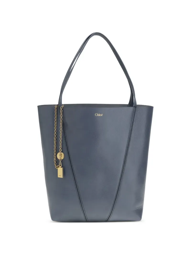 Chloé Spin Tote Bag aus Leder in Blau