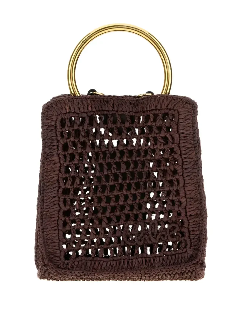 Chloé Tote Bag aus Raffiabast mit rundem Henkel in Braun