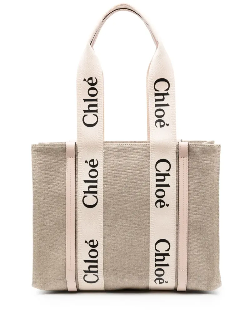 Chloé Mittelgroßer Woody Shopper in Nude