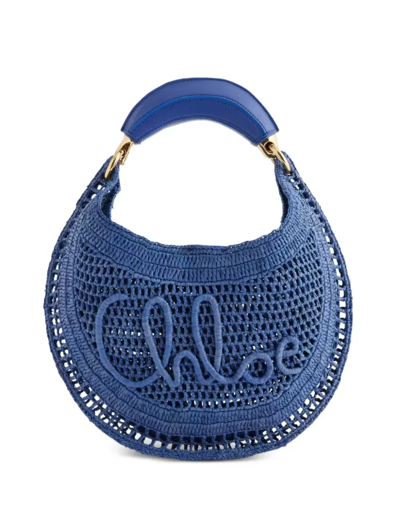 Chloé woven logo-lettering shoulder bag in Blau