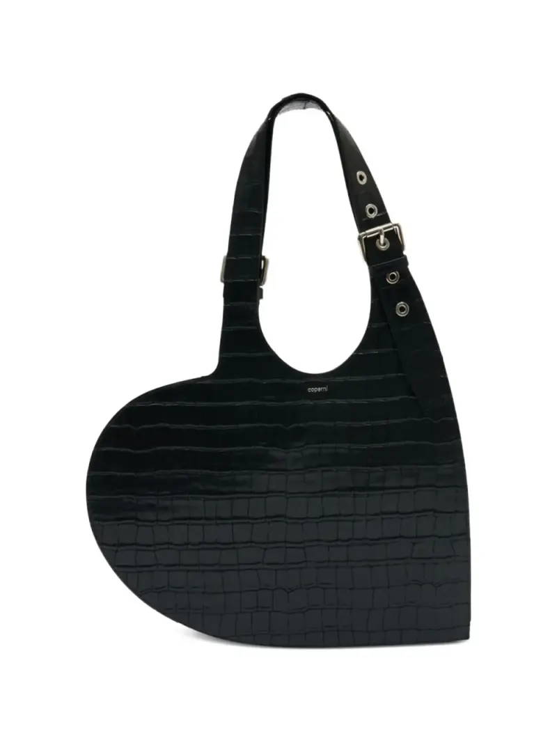 Coperni Croco Heart Tote Schultertasche in Schwarz