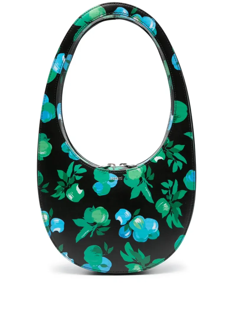 Coperni Swipe Schultertasche mit Blumen-Print in Schwarz