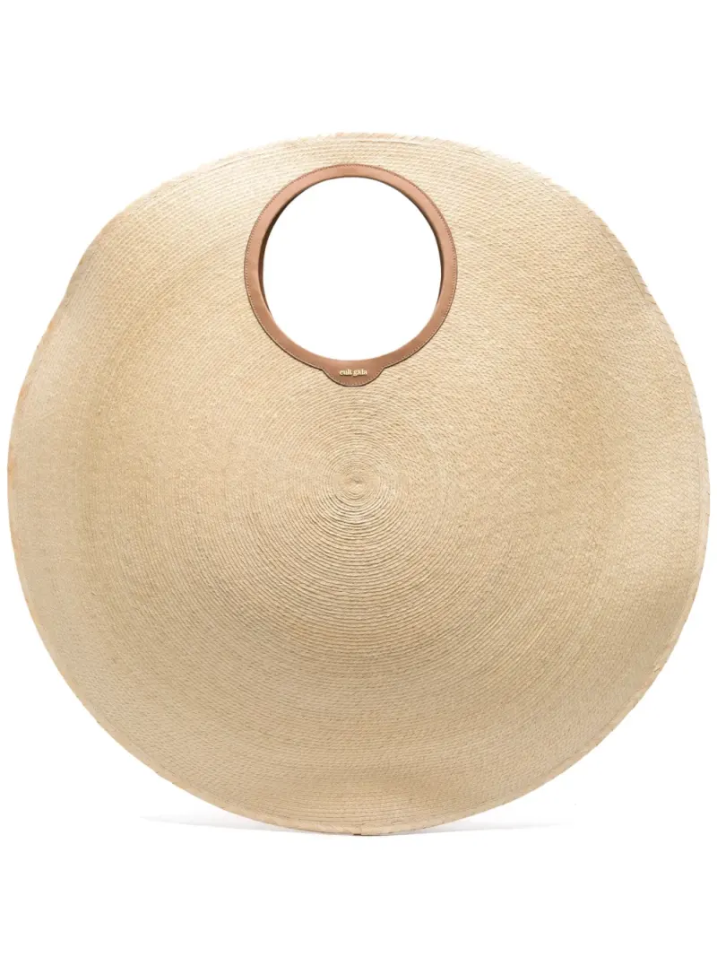 Cult Gaia Amun Schultertasche aus Bast in Nude
