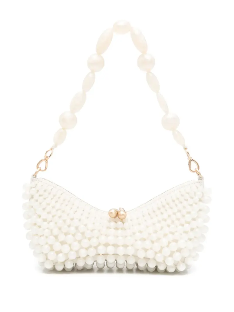 Cult Gaia Mini Mercier Schultertasche mit Perlen Mini in Nude