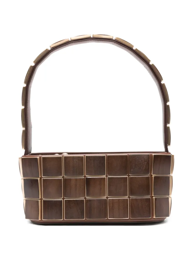 Cult Gaia Romy Schultertasche mit Holzeinsätzen in Braun