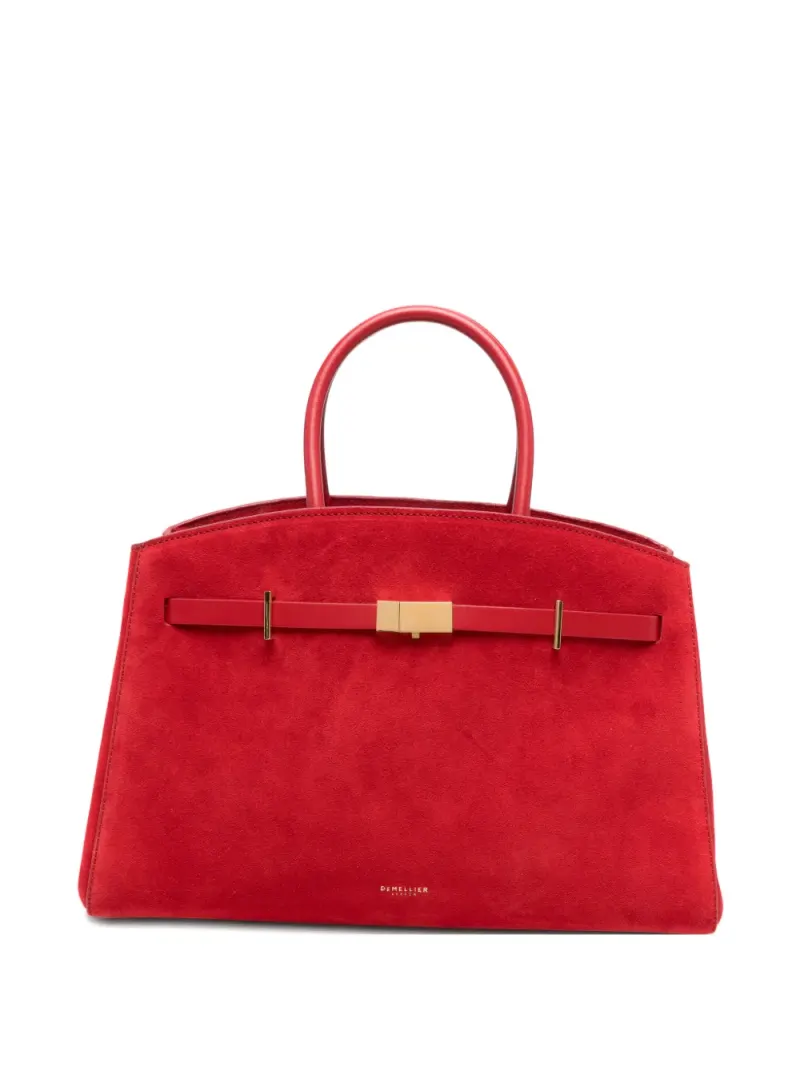 DeMellier Midi Hudson Tote Bag aus Wildleder in Rot Wildleder-Leder