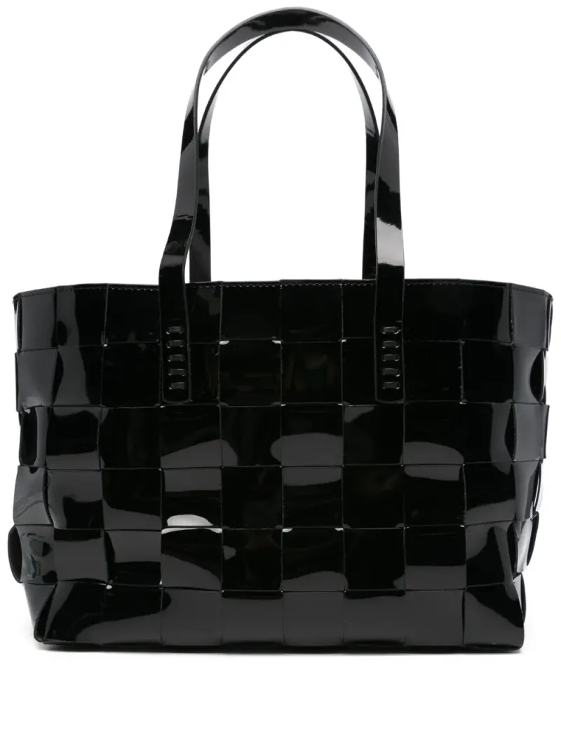 Dragon Diffusion Gewebter Tote Bag aus Lackleder in Schwarz