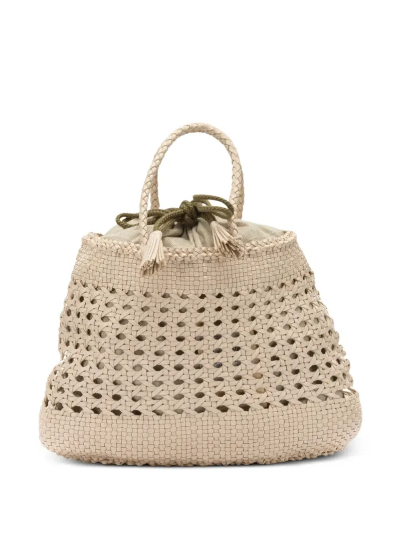 Dragon Diffusion Santa Cano woven-leather tote bag in Nude