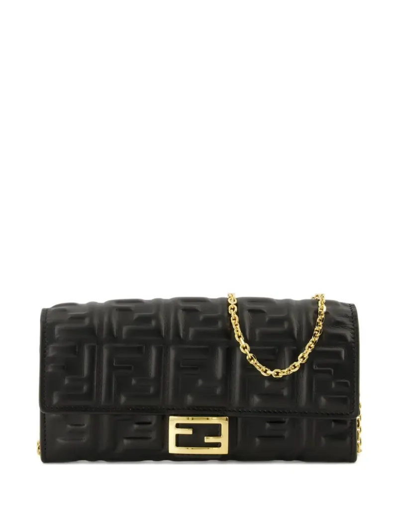 Fendi Baguette Clutch mit Prägung in Schwarz