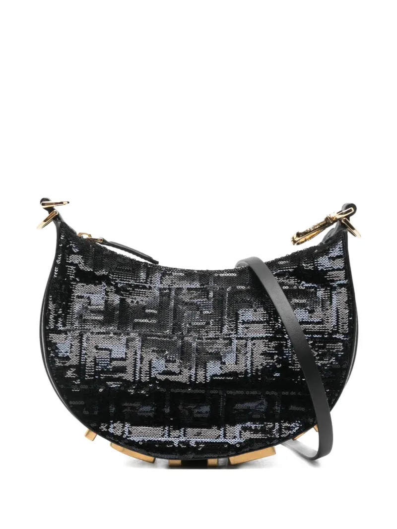 Fendi Mini Fendigraphy Schultertasche mit Stickerei Mini in Schwarz
