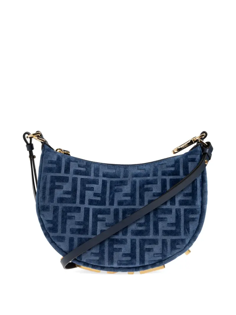 Fendi Mini Fendigraphy Schultertasche mit Monogramm Mini in Blau Monogram-Leder