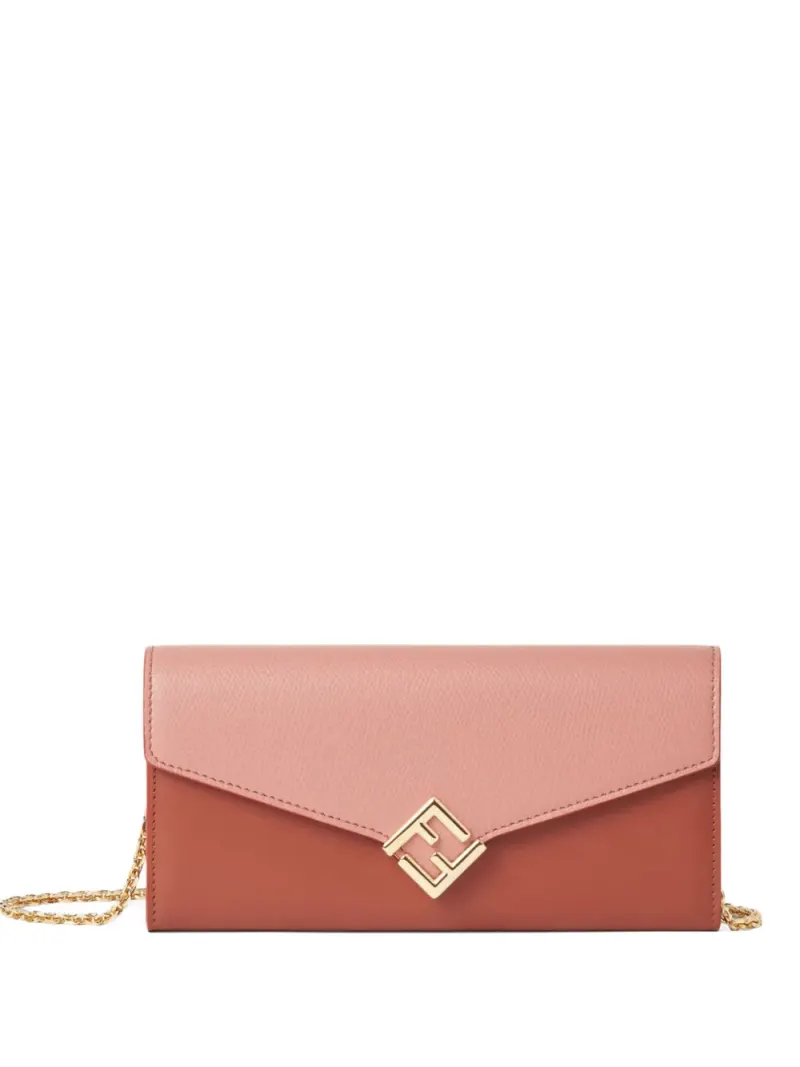 Fendi FF Diamonds Continental chain-strap clutch bag in Braun
