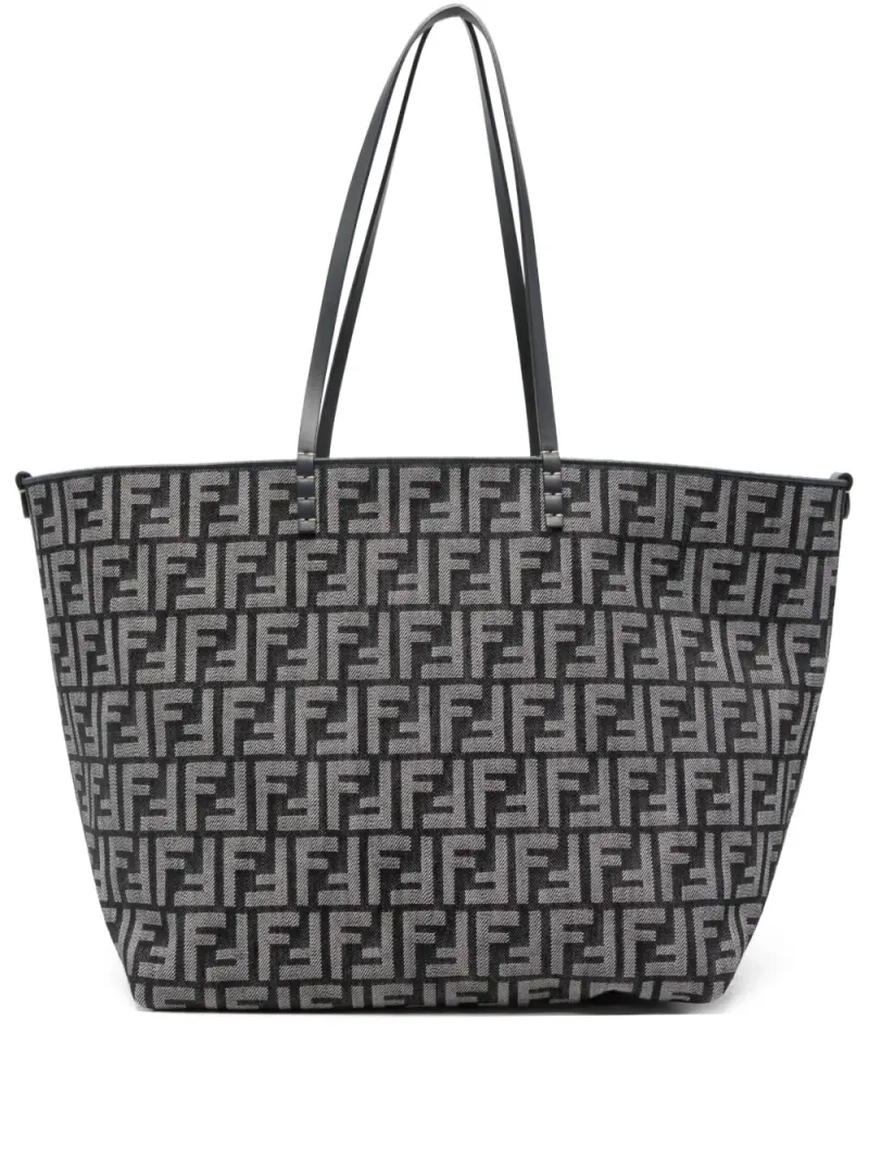Fendi Großer Roll Jeans-Tote Bag aus FF-Jacquard