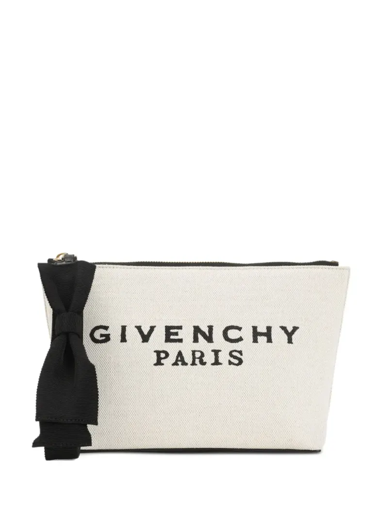 Givenchy bow-detail logo-print clutch bag