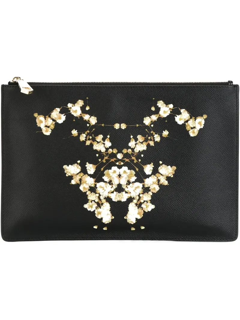 Givenchy Clutch mit Blumen-Print in Schwarz