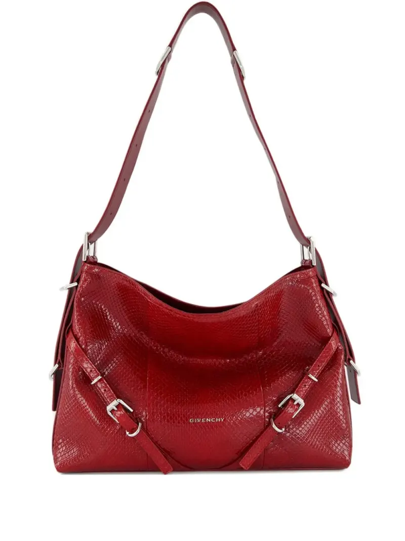 Givenchy Mittelgroße Voyou Schultertasche mit Schnalle in Rot