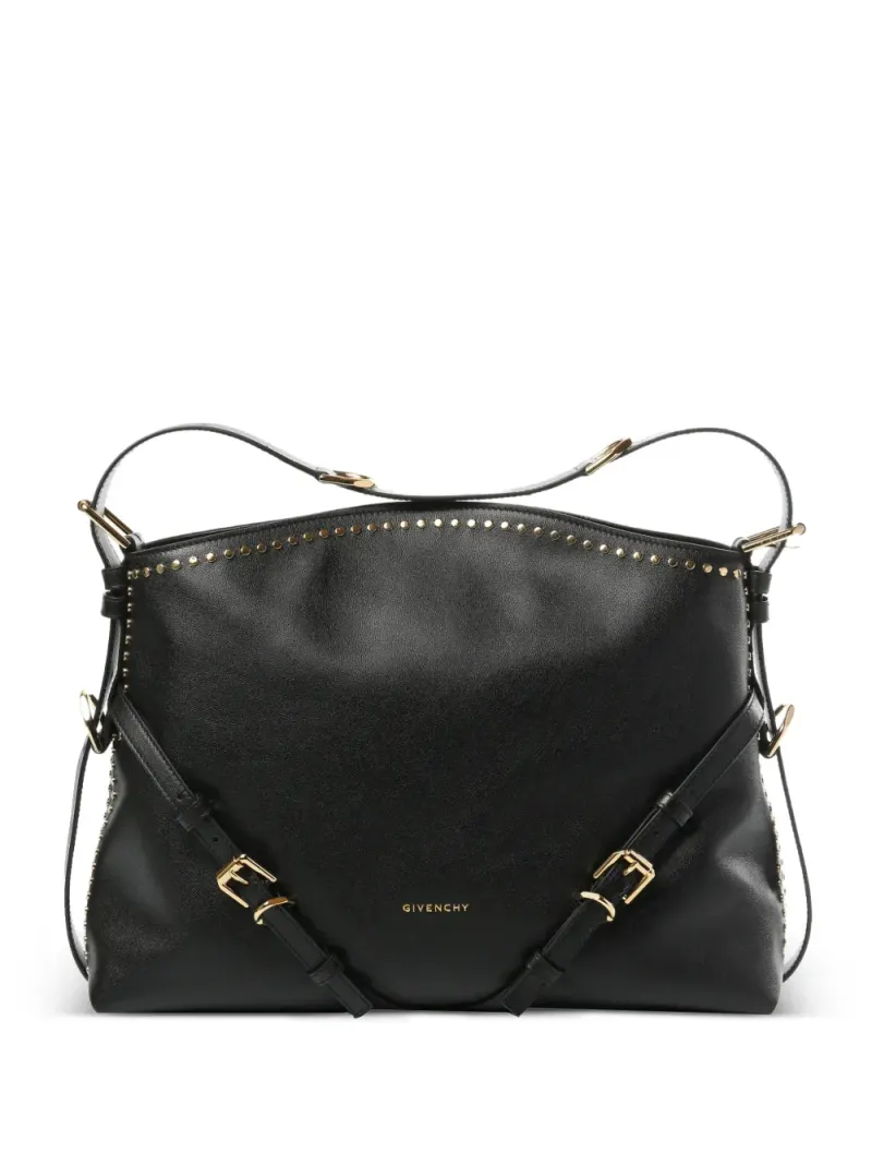 Givenchy Mittelgroße Voyou Schultertasche mit Nieten in Schwarz