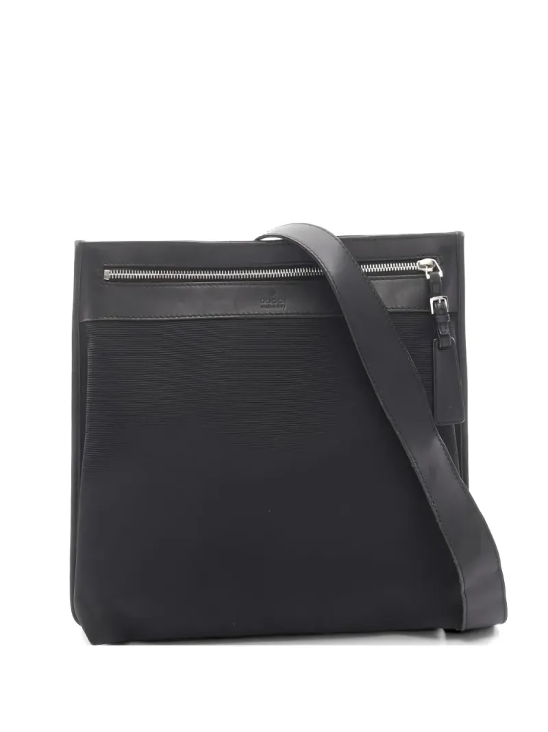 Gucci 2000s Schultertasche mit Lederbesatz in Schwarz