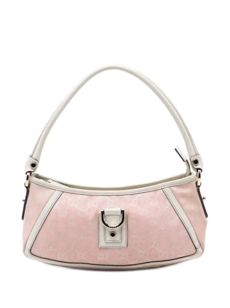 Gucci 2000-2015 Abbey Pochette Handtasche aus GG Canvas mit D-Ring in Rosa Gg-Canvas-Leder