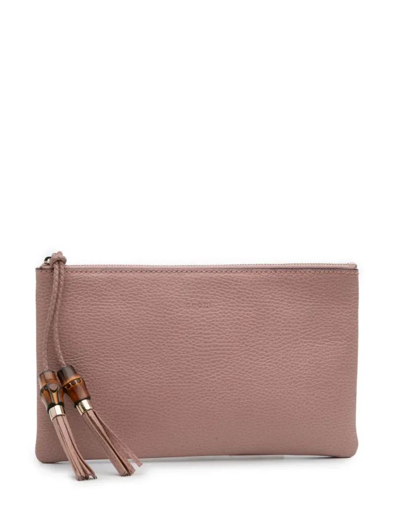 Gucci 2016-2025 Bamboo Clutch aus Kalbsleder in Rosa Kalbsleder-Leder