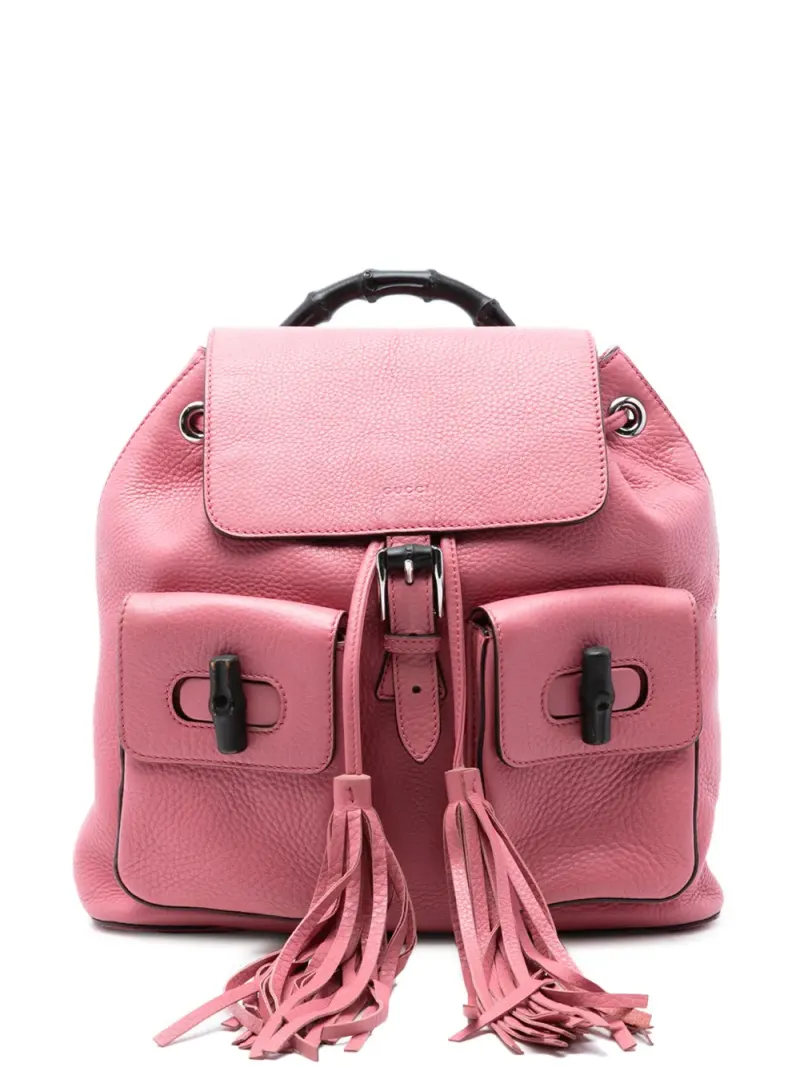 Gucci 2016-2025 Bamboo Rucksack aus Leder mit Quaste in Rosa