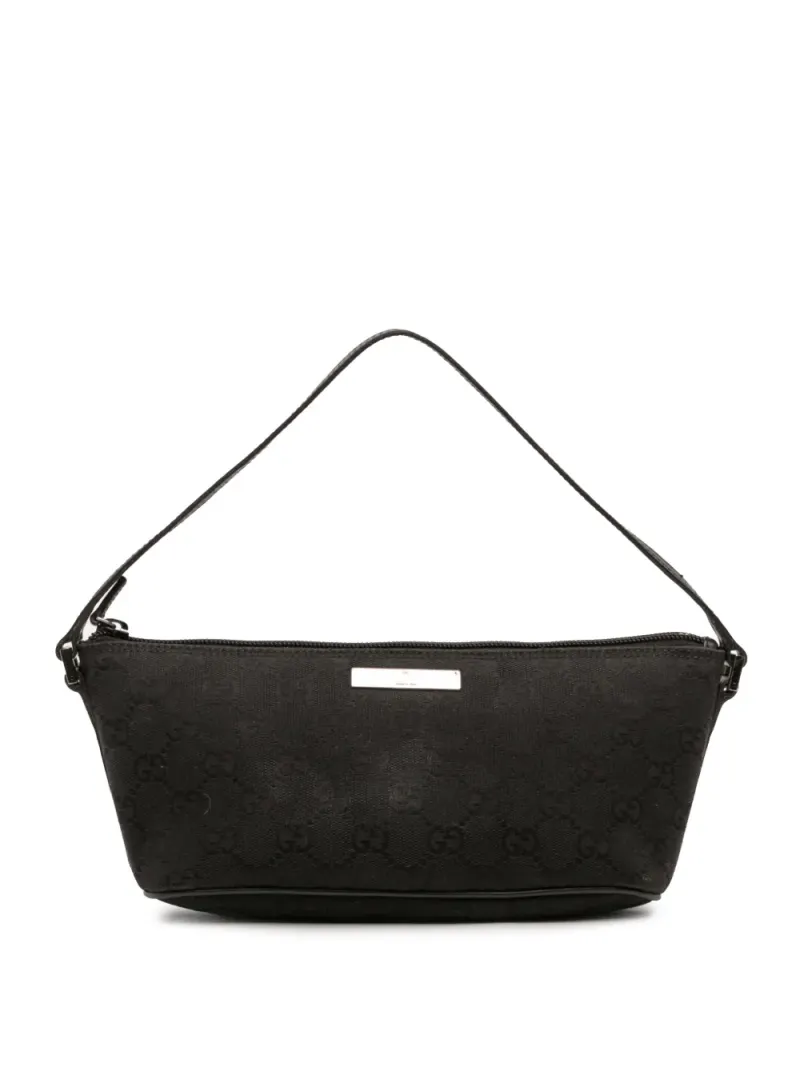 Gucci 2000-2015 pre-owned Boat Schultertasche aus GG-Canvas in Schwarz Gg-Canvas-Leder