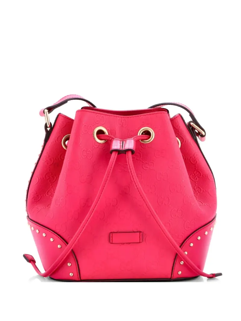 Gucci Bright Studded GG Embossed Leather Small bucket bag Small in Rosa