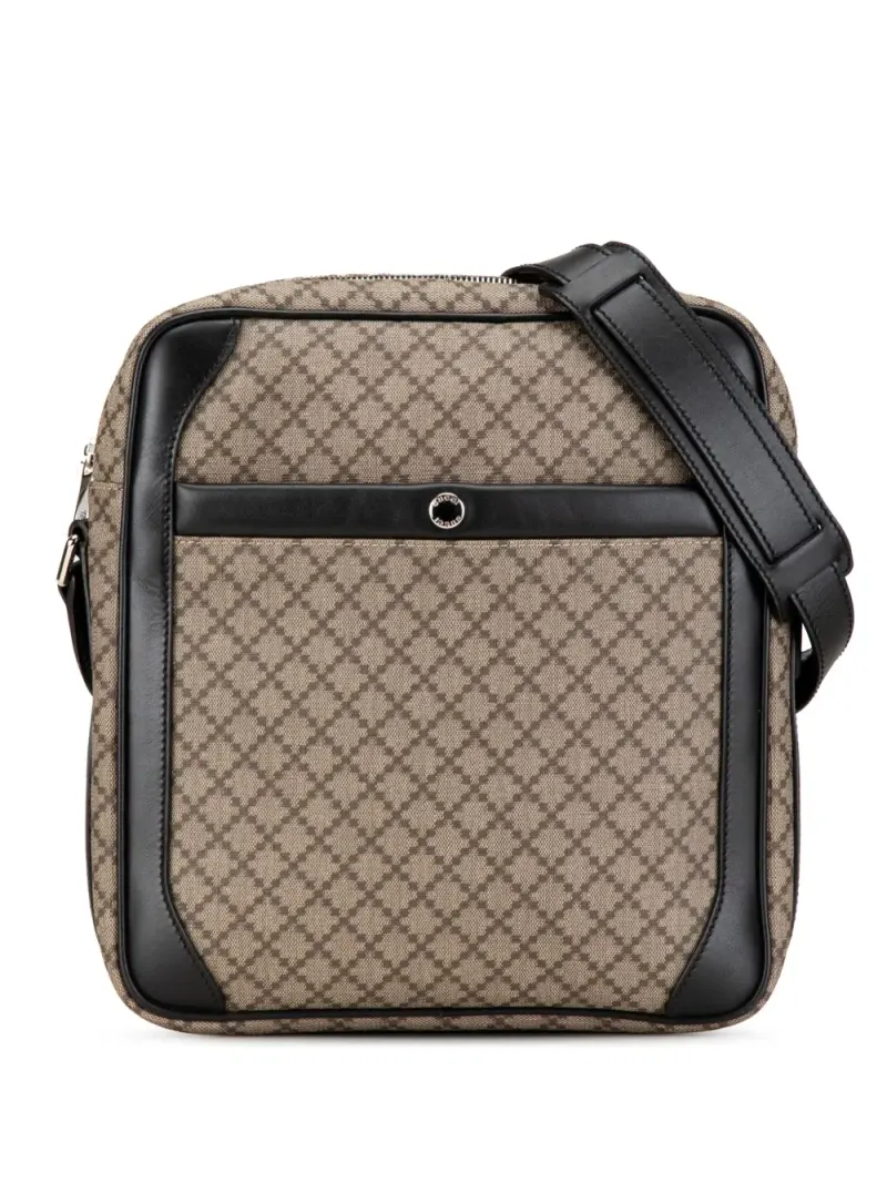 Gucci 2000-2015 Diamante Umhängetasche aus beschichtetem Canvas mit Reißverschluss in Braun