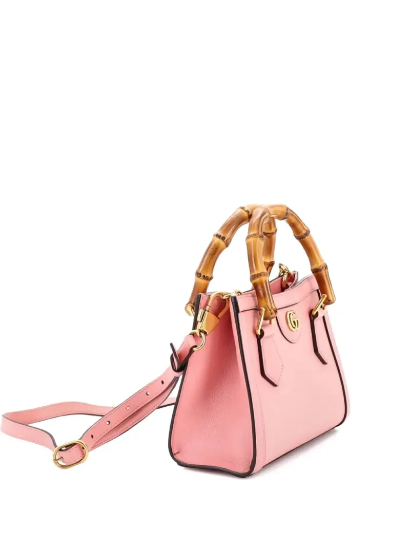 Gucci Mini Diana NM Bamboo Tote Bag aus Leder Mini in Rosa