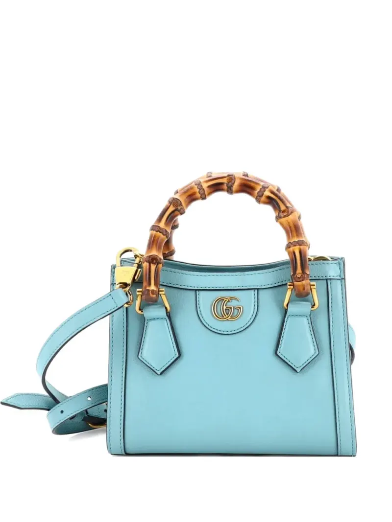 Gucci Mini Diana NM Bamboo Tote Bag aus Leder Mini in Blau