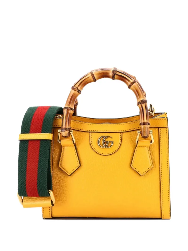 Gucci Mini Diana NM Bamboo Tote Bag aus Leder Mini in Gelb