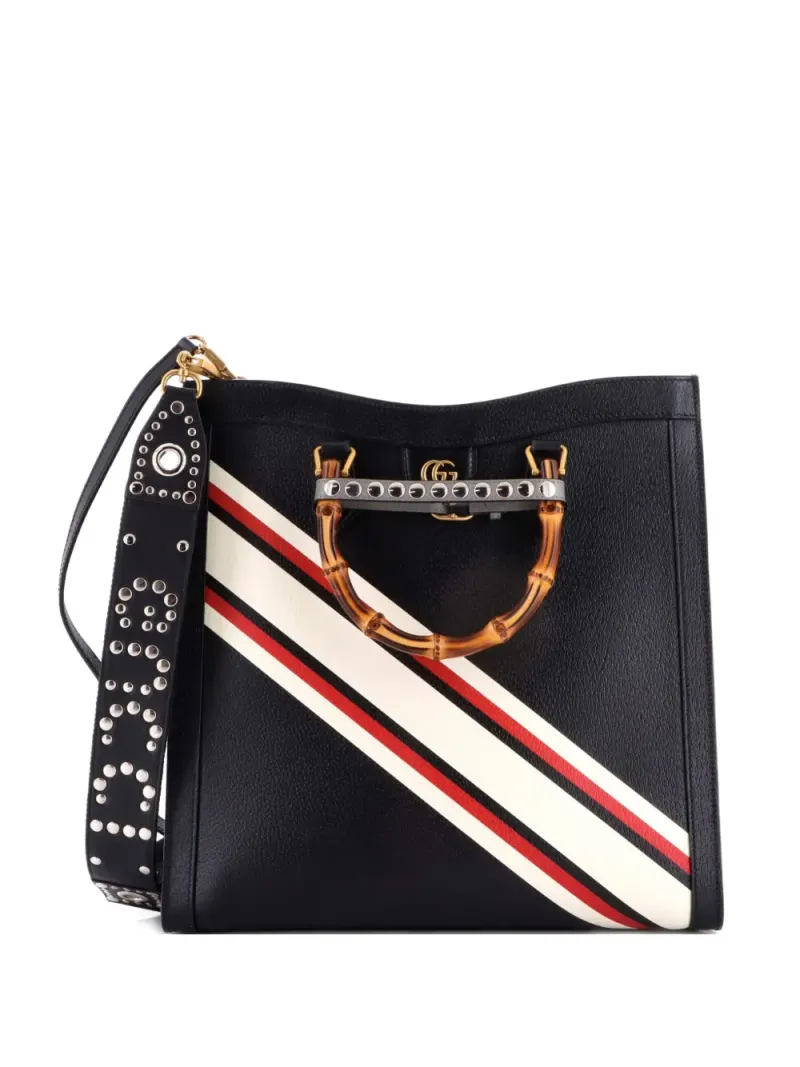 Gucci Große Diana NM Bamboo Tote Bag aus Leder in Schwarz