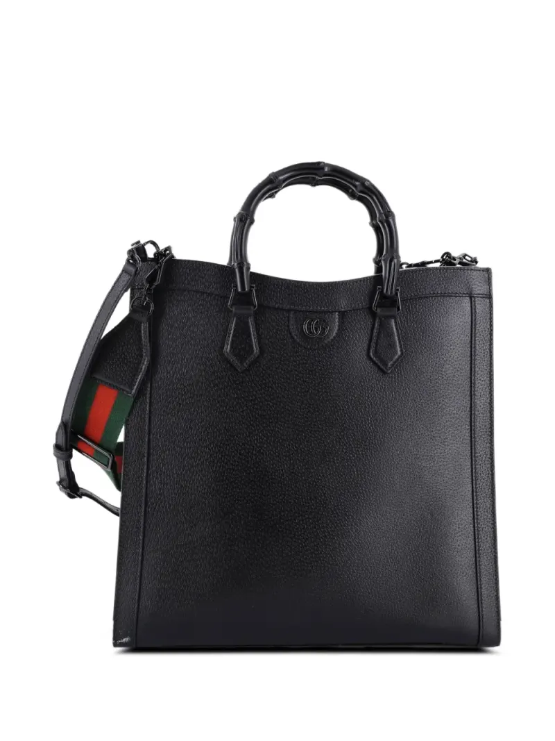 Gucci Große Diana NM Bamboo Tote Bag aus Leder in Schwarz