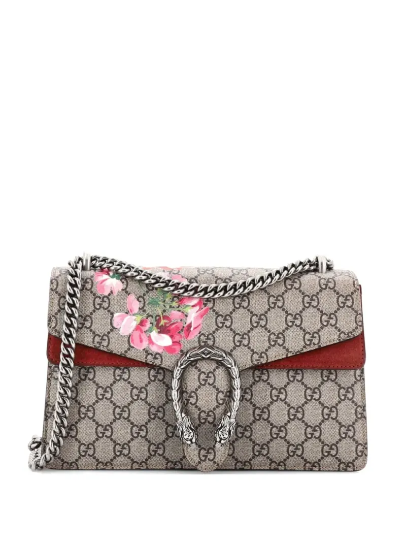 Gucci Kleine Dionysus Schultertasche aus beschichtetem GG-Canvas mit Blumenprint in Rosa Gg-Canvas-Leder